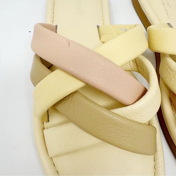 MADEWELL | Leeandra Slide Sandals Yellow Tan Pink Cross Straps Women’s Size 8.5 - Picture 7 of 15